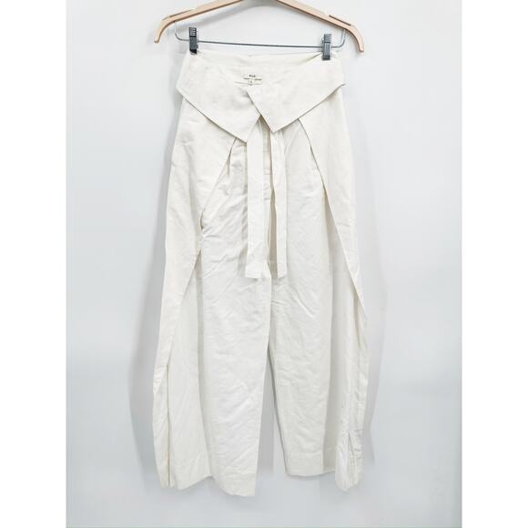 A.L.C. Emilio White Foldover Tie Waist Wide Leg Pants Size 0 NWD - Picture 2 of 7